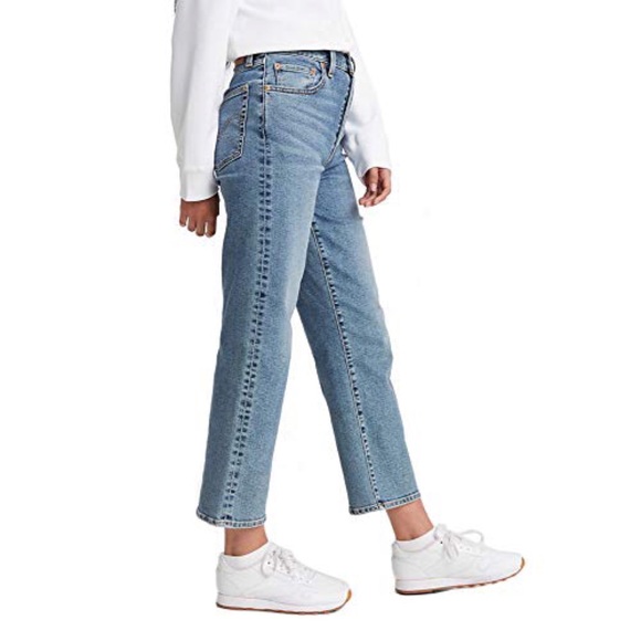 Levi's Ribcage Straight Ankle Jeans Mind Your Own Finish Medium Indigo - Picture 2 of 10